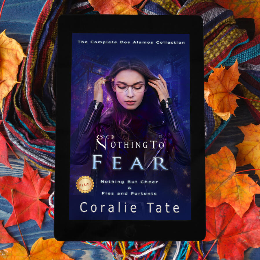 Nothing to Fear cover with notebook, scarf, autumn leaves, and tea..